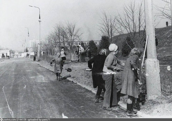 Субботник на территории Западной станции водоподготовки, 1977 год