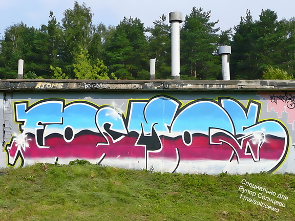 Граффити в Солнцево на гаражах вдоль железной дорогт между станциями Солнечная и Востряково 2008 год