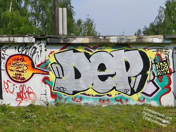 Граффити в Солнцево на гаражах вдоль железной дорогт между станциями Солнечная и Востряково 2008 год