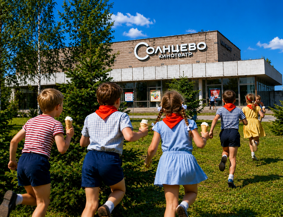 Дети бегут в кинотеатр Солнцево